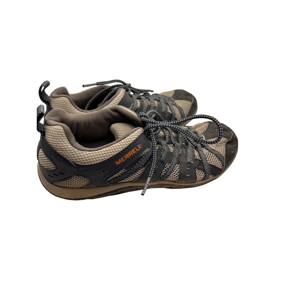 Merrell Hiking Shoes Mens 7.5 Gray Tan Mesh‎ Breathable Low Top Trail Sneakers